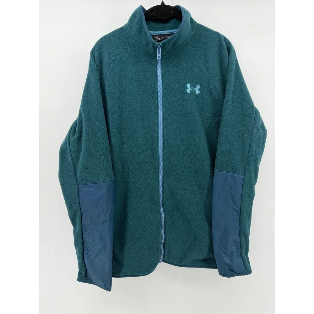 Under Armour Polartec Full Zip Fleece Jacket Teal Blue Mens Small SM Loose Fit